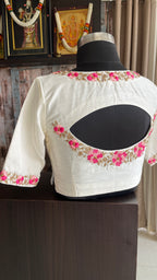 White floral intricate hand worked blouse