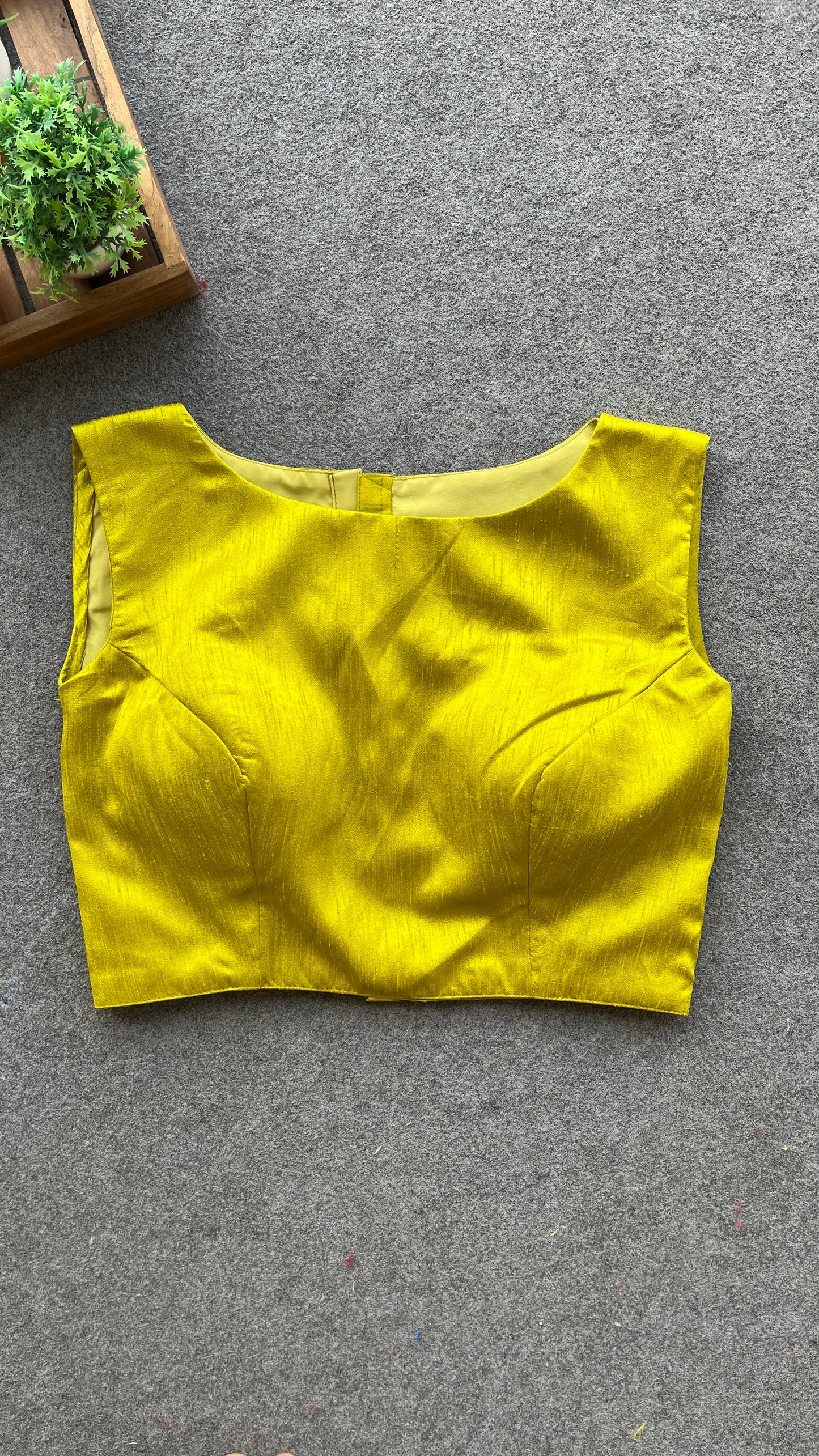 Lime Yellow silk sleeveless blouse