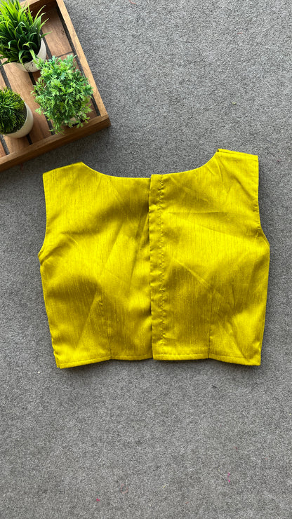 Lime Yellow silk sleeveless blouse