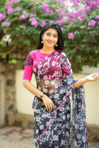 Pink silk hand embroidery work blouse