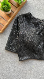 Black sequins embroidery blouse