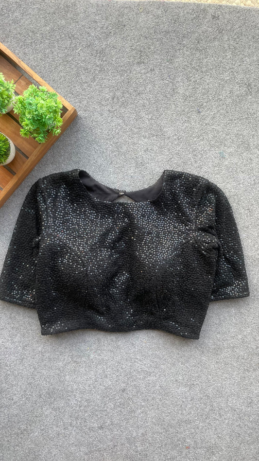 Black sequins embroidery blouse