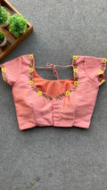 Peach silk hand worked blouse