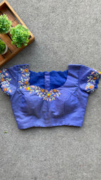 Blue silk hand worked blouse