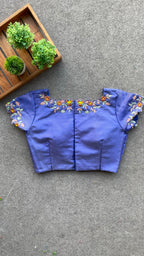 Blue silk hand worked blouse