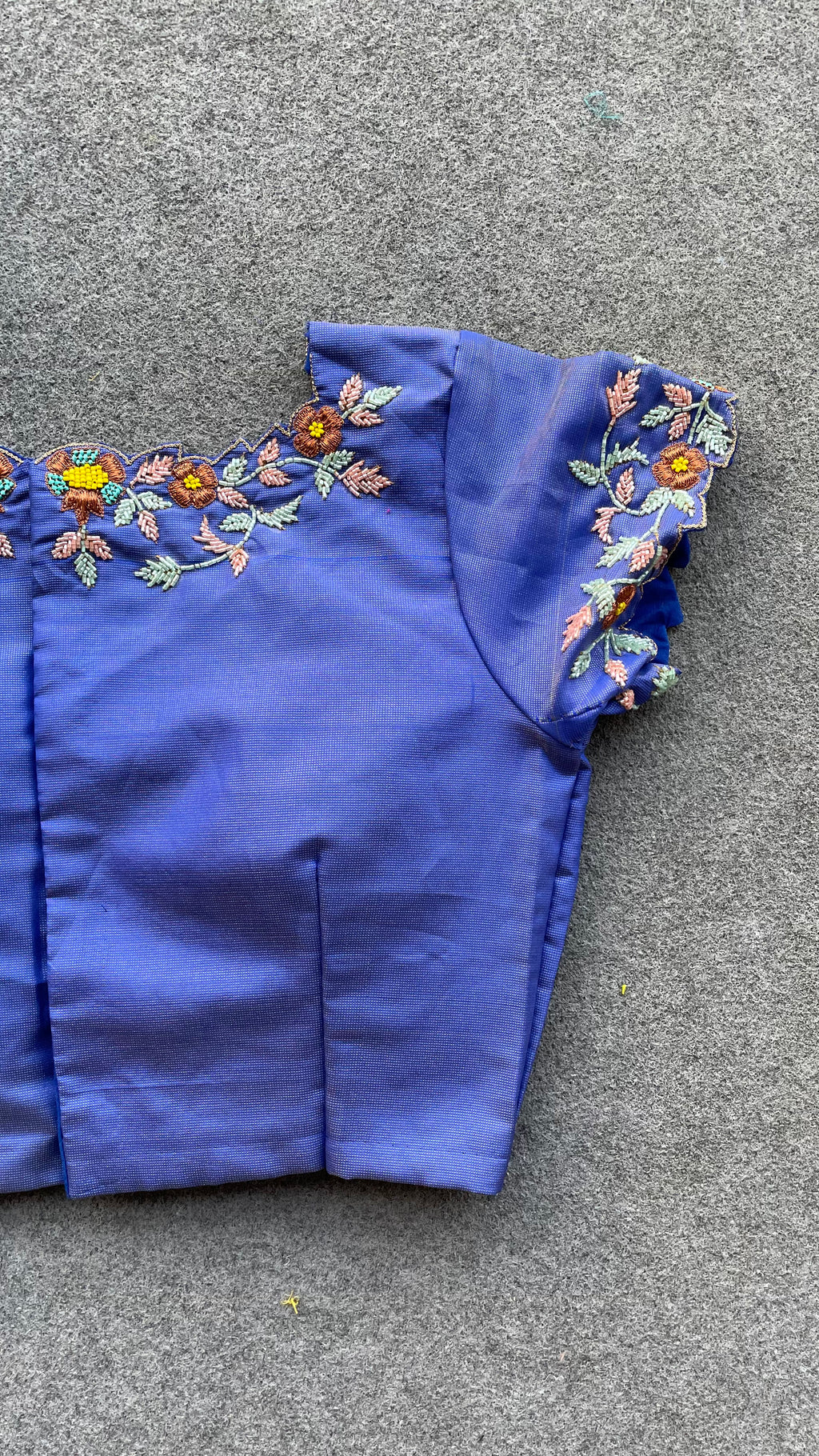Blue silk hand worked blouse