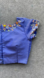 Blue silk hand worked blouse