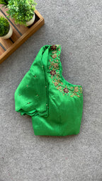Green silk hand worked blouse