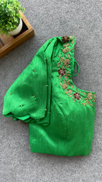 Green silk hand worked blouse