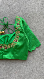 Green silk hand worked blouse