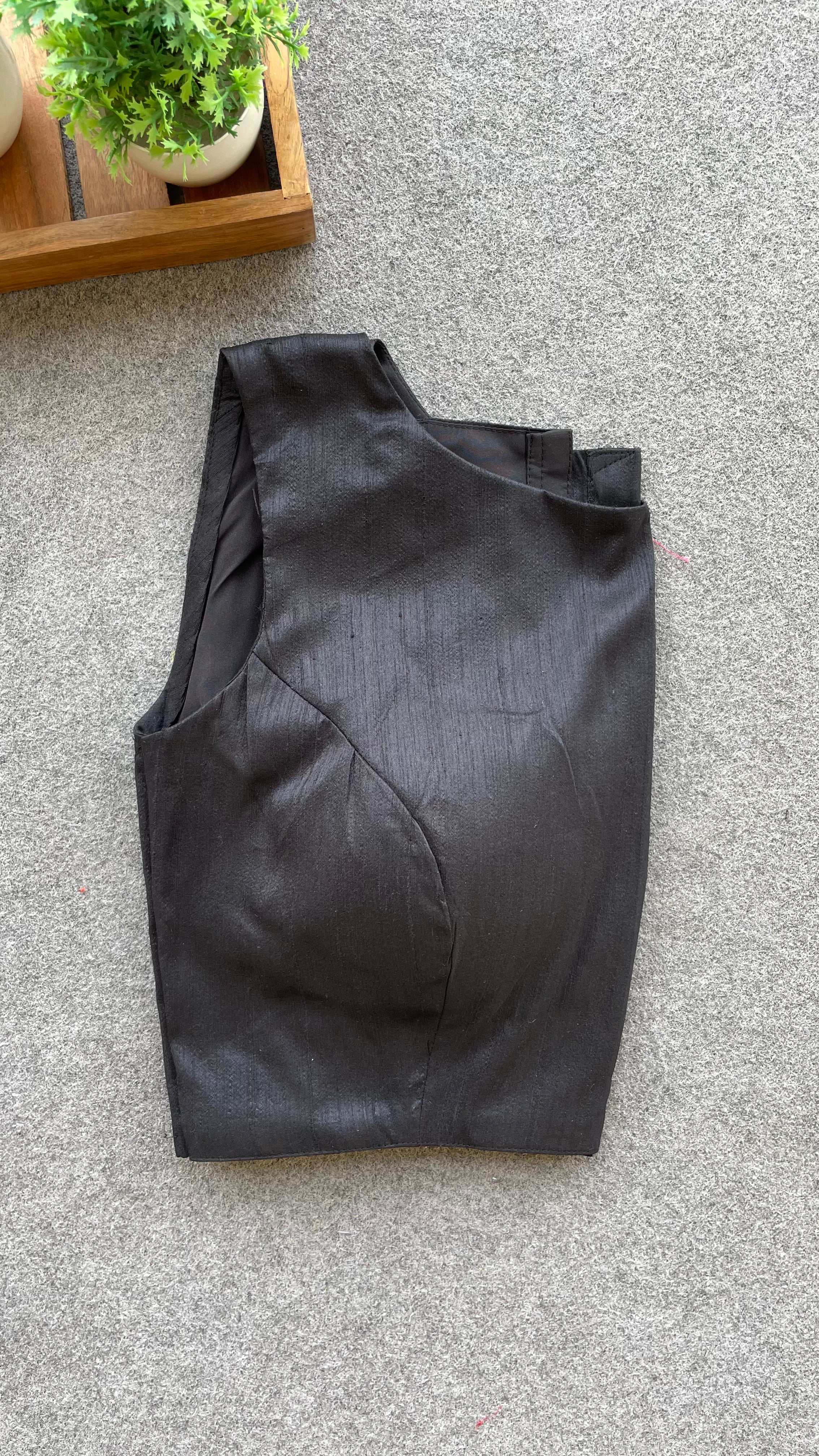 Black silk sleeveless blouse