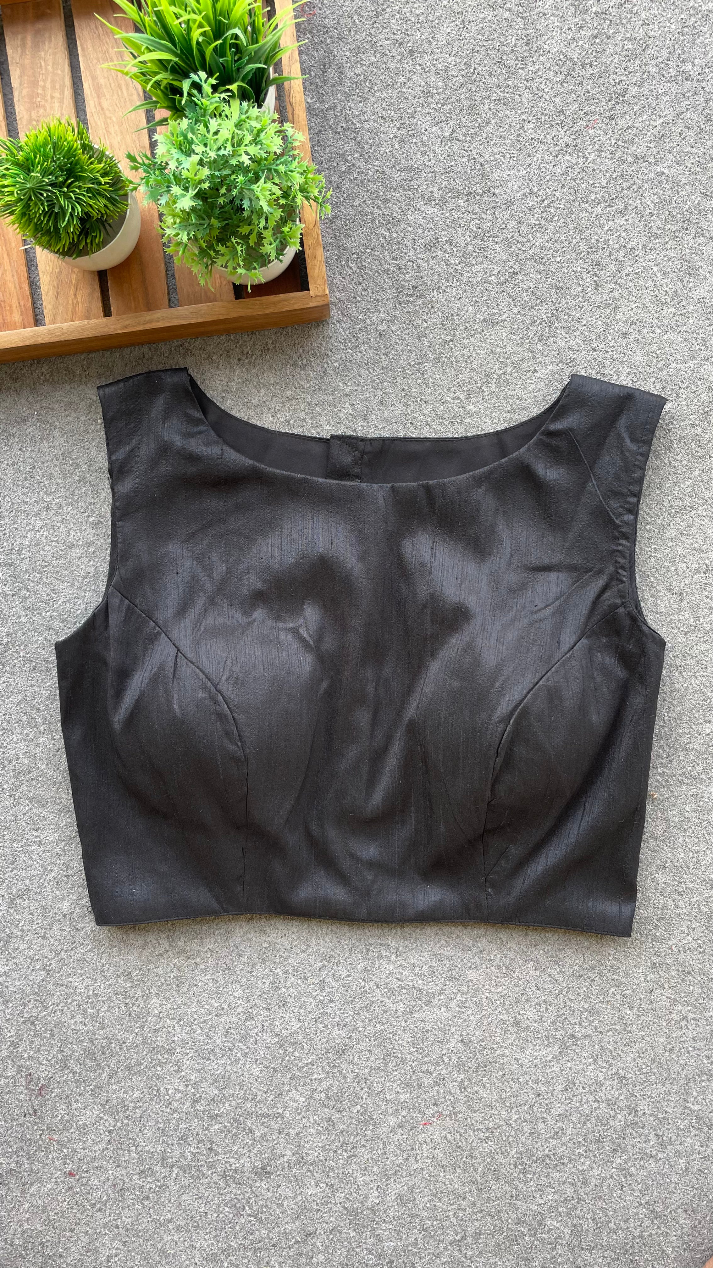 Black silk sleeveless blouse