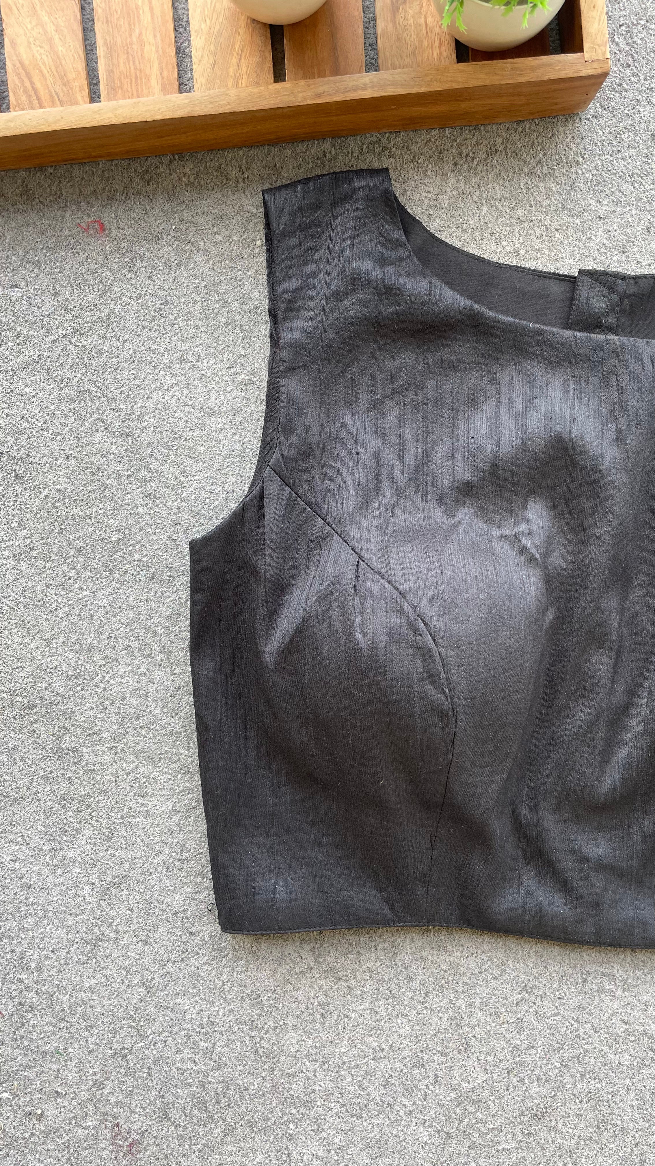 Black silk sleeveless blouse