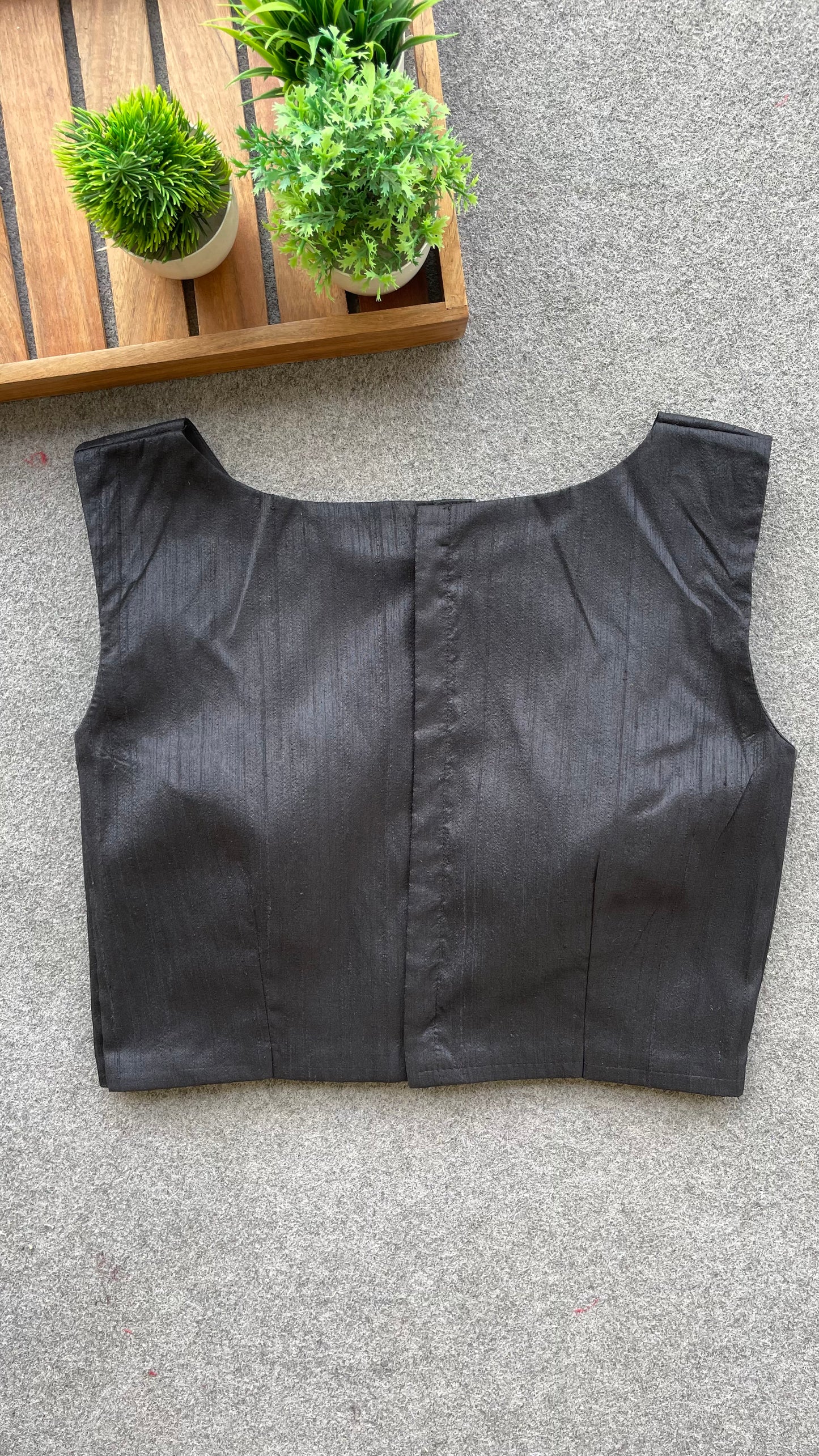 Black silk sleeveless blouse