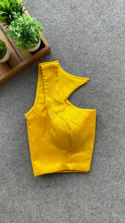 Yellow silk sleeveless blouse