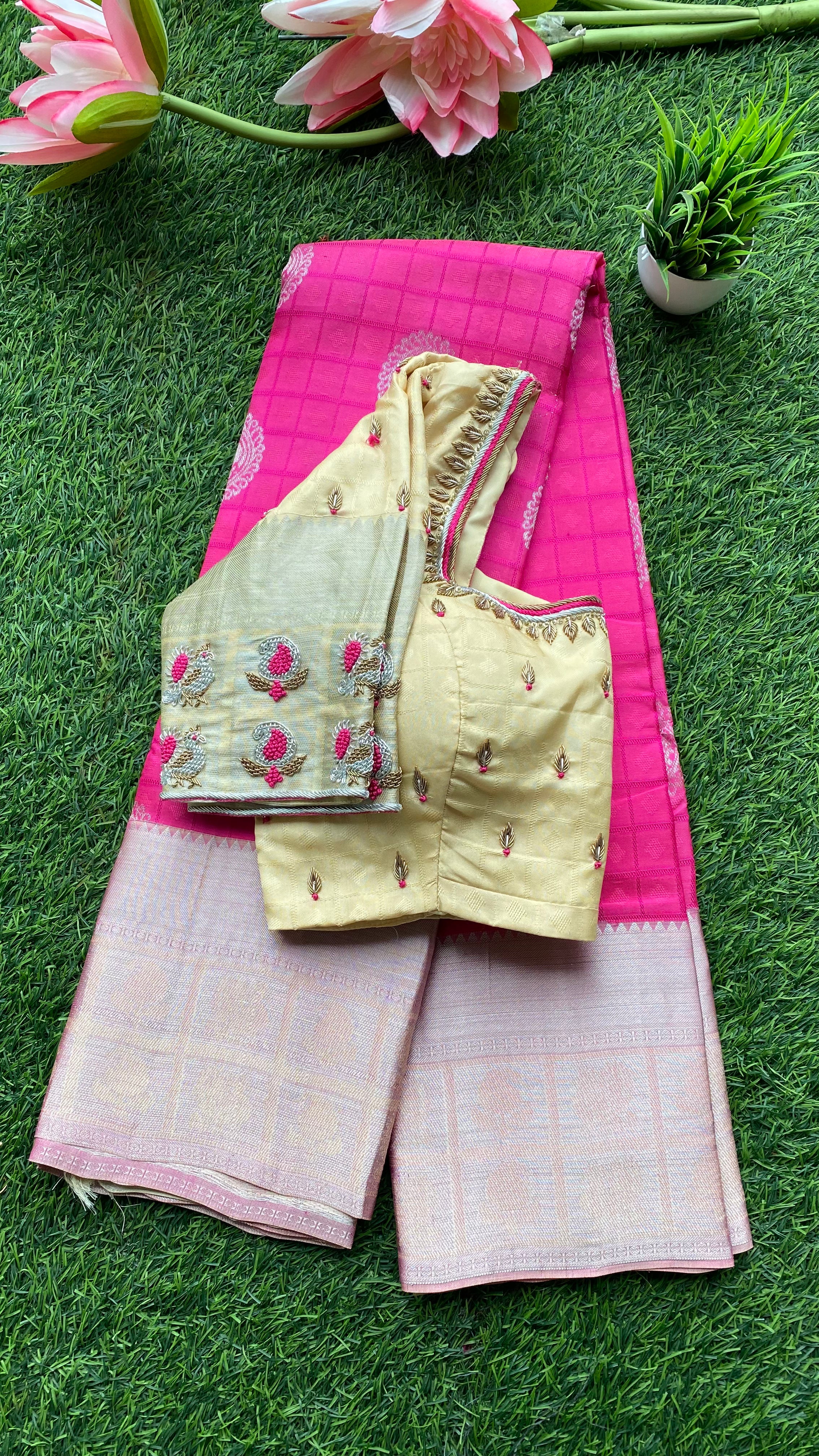 Silk blouse hand work design 1003