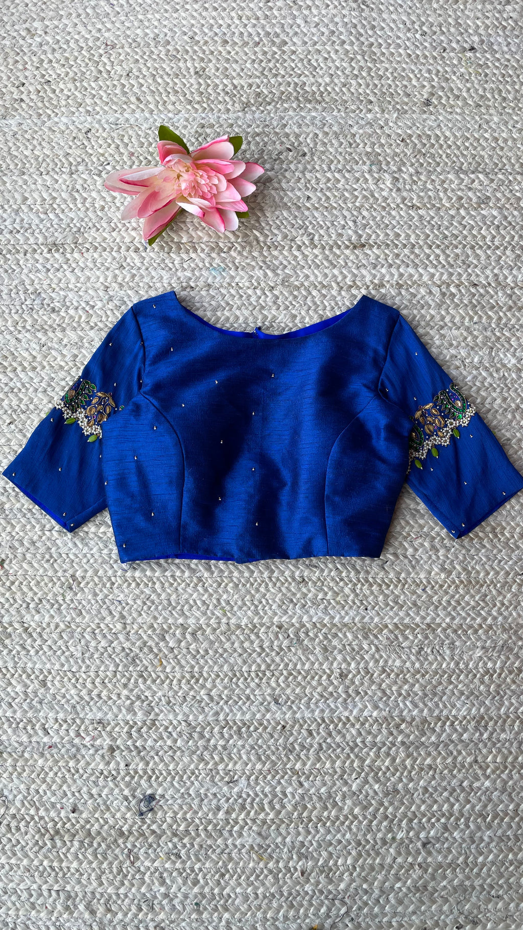 Blue silk hand made blouse