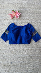 Blue silk hand made blouse
