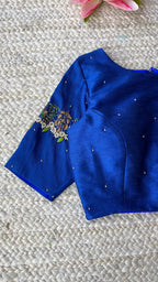 Blue silk hand made blouse