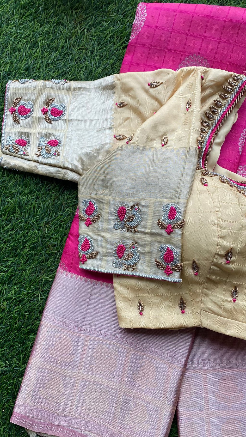 Silk blouse hand work design 1003