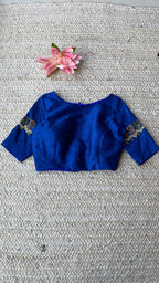 Blue silk hand made blouse