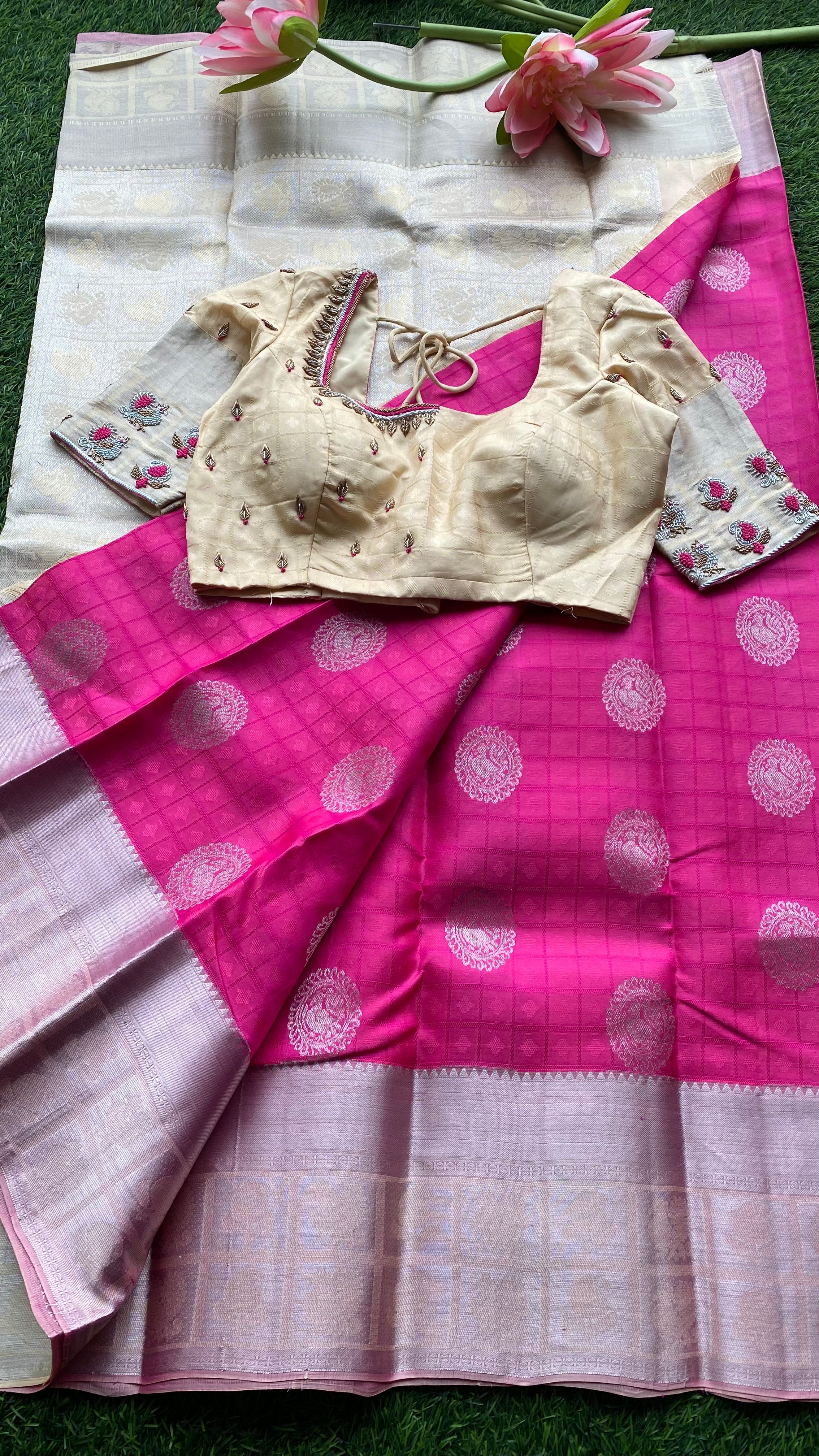 Silk blouse hand work design 1003