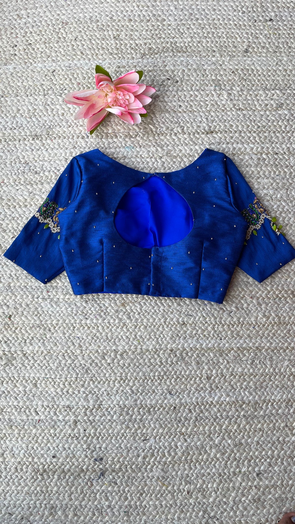 Blue silk hand made blouse
