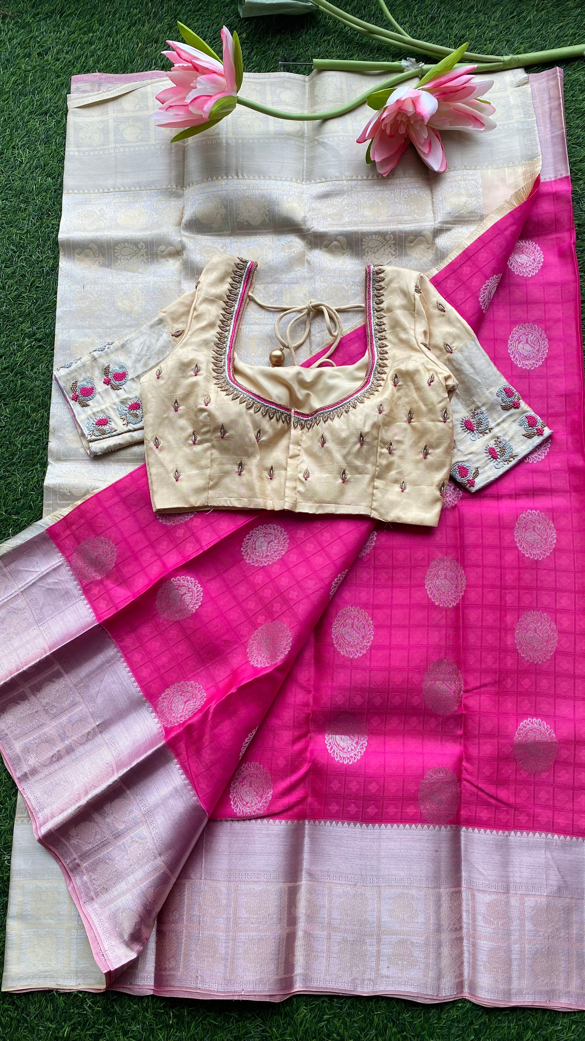 Silk blouse hand work design 1003