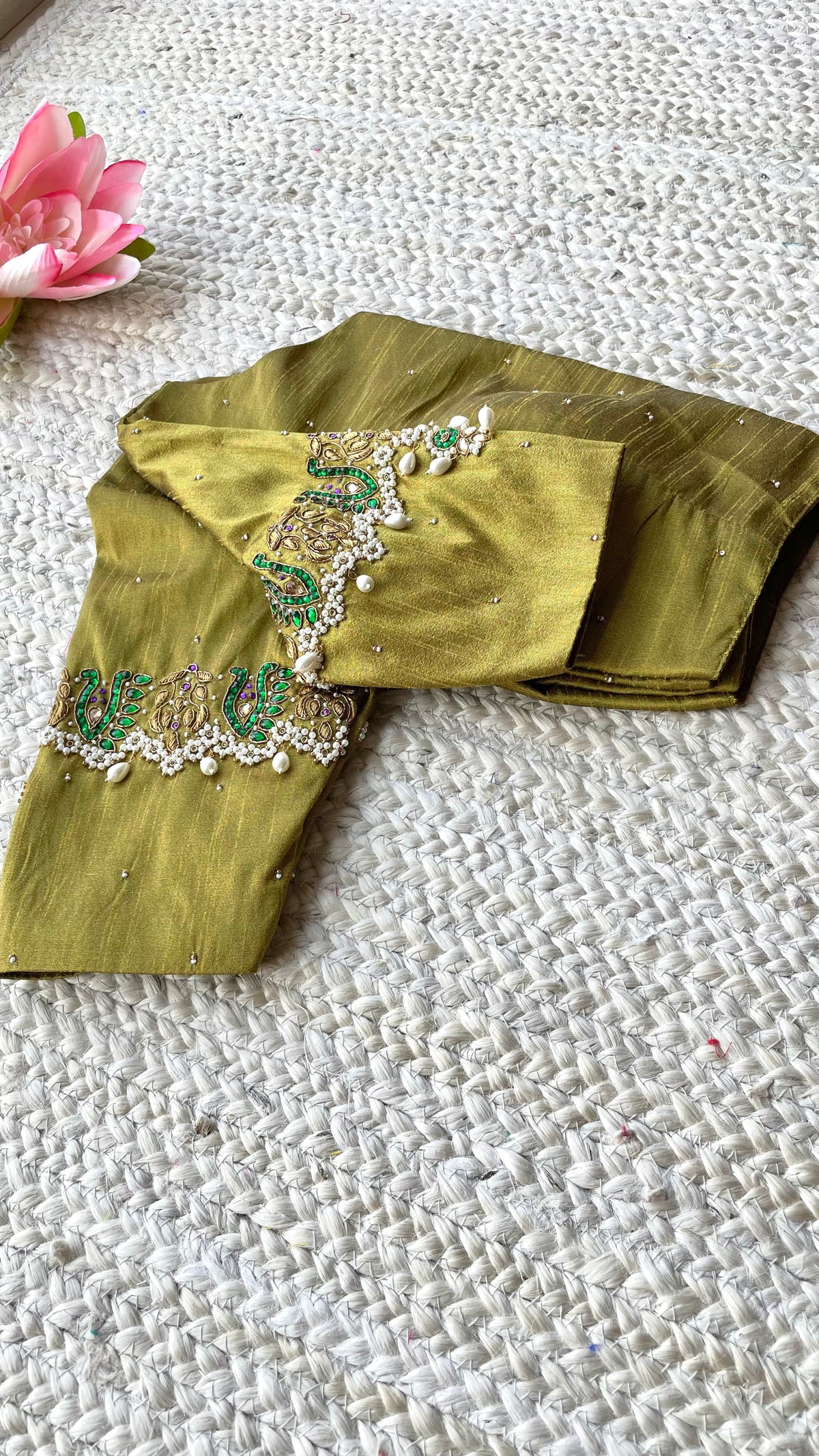 Fenugreek yellow silk hand made blouse