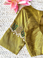 Fenugreek yellow silk hand made blouse