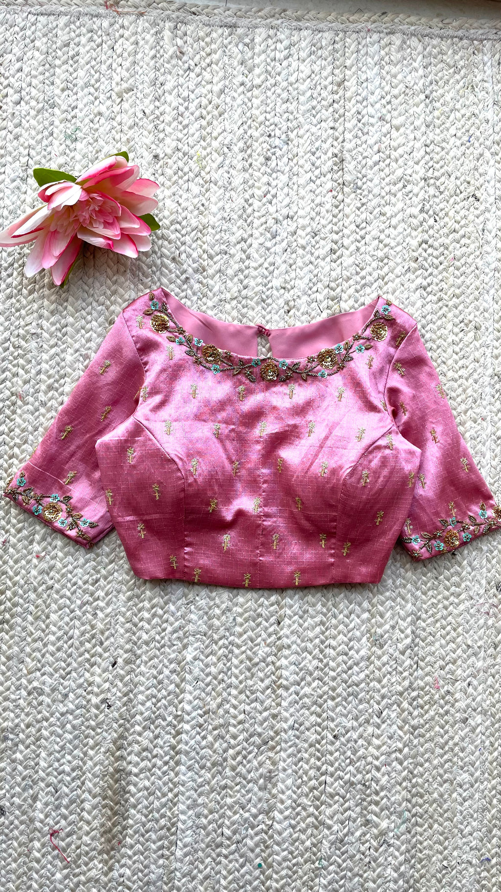 Pink silk hand made blouse