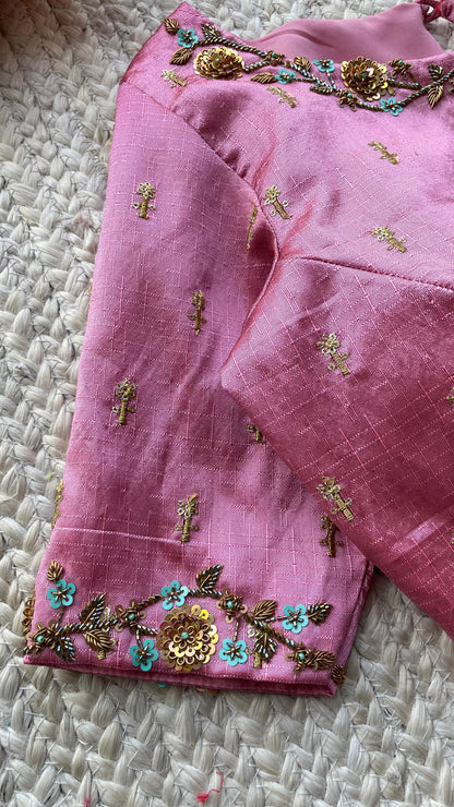 Pink silk hand made blouse