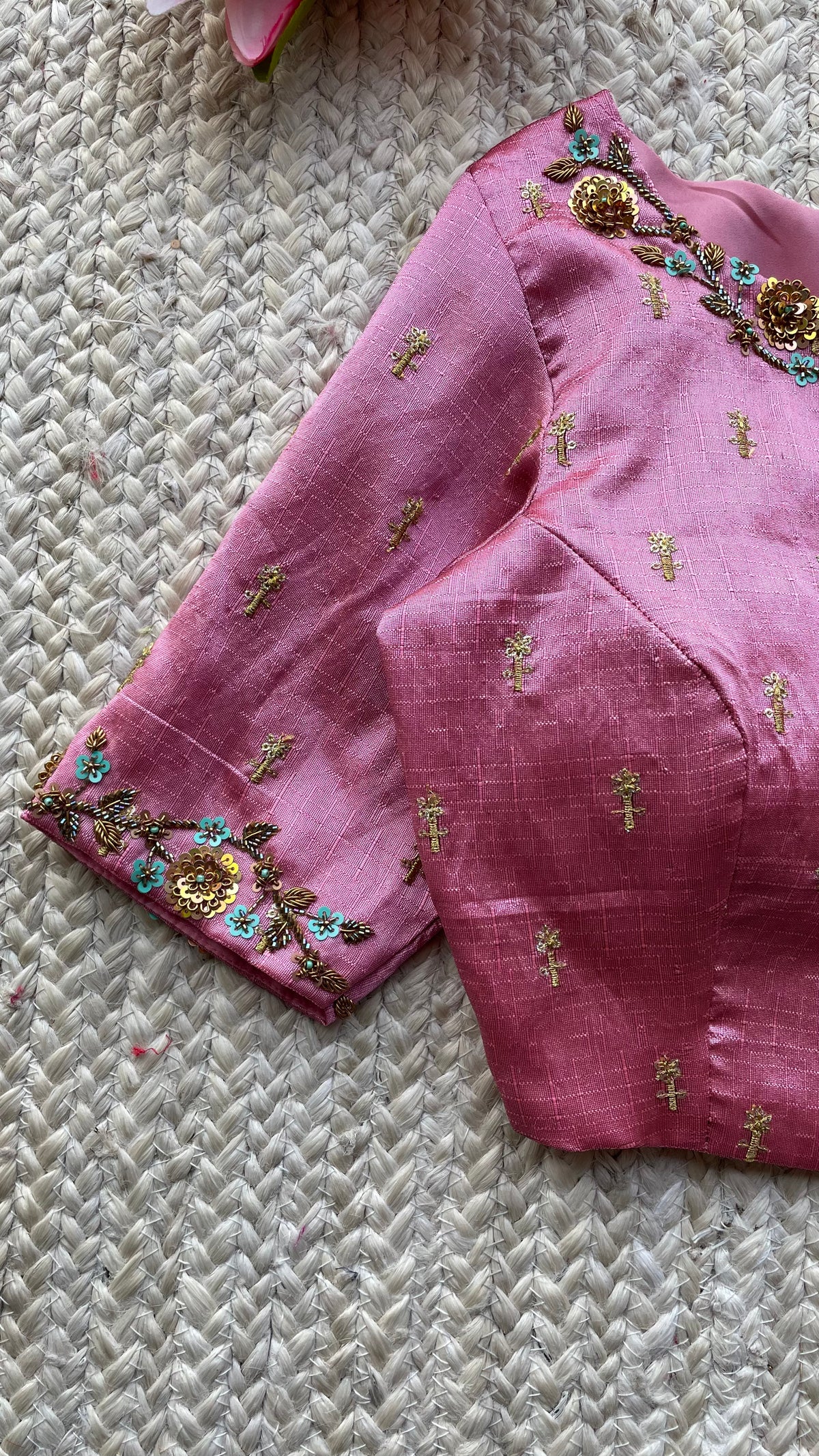 Pink silk hand made blouse