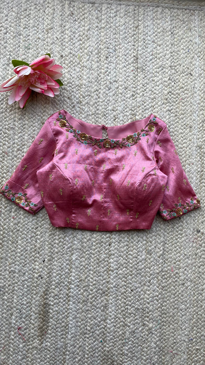 Pink silk hand made blouse