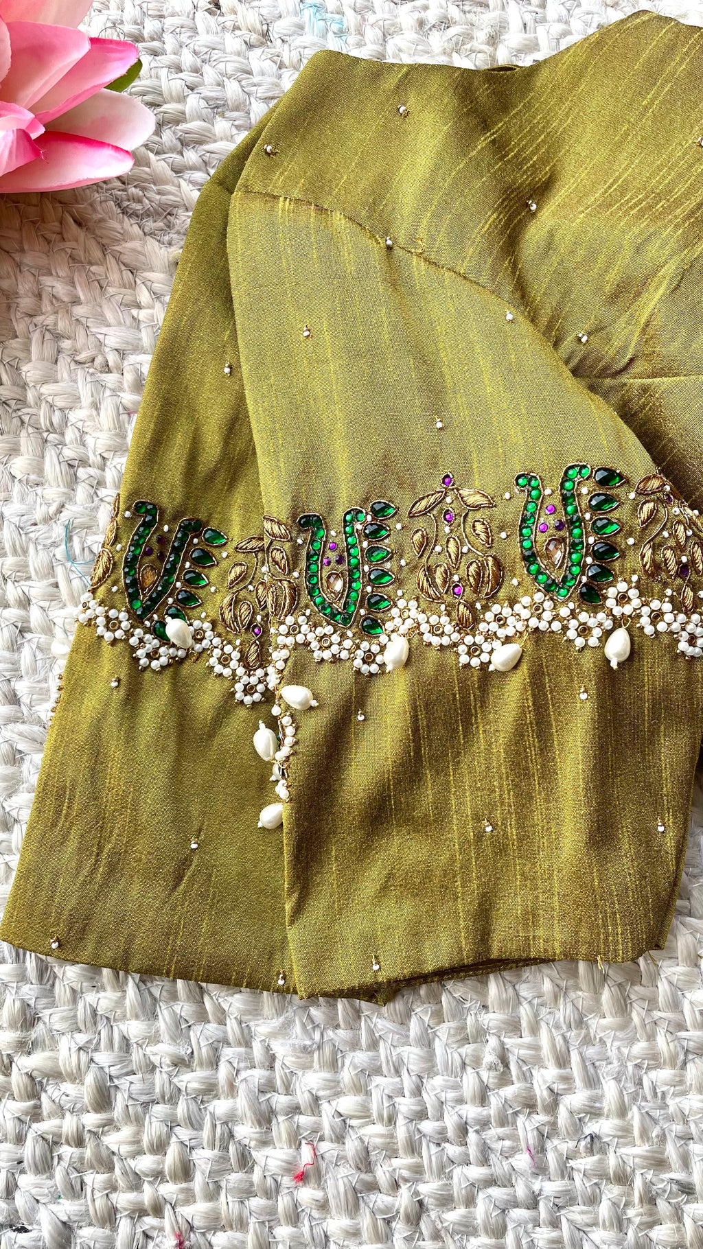 Fenugreek yellow silk hand made blouse
