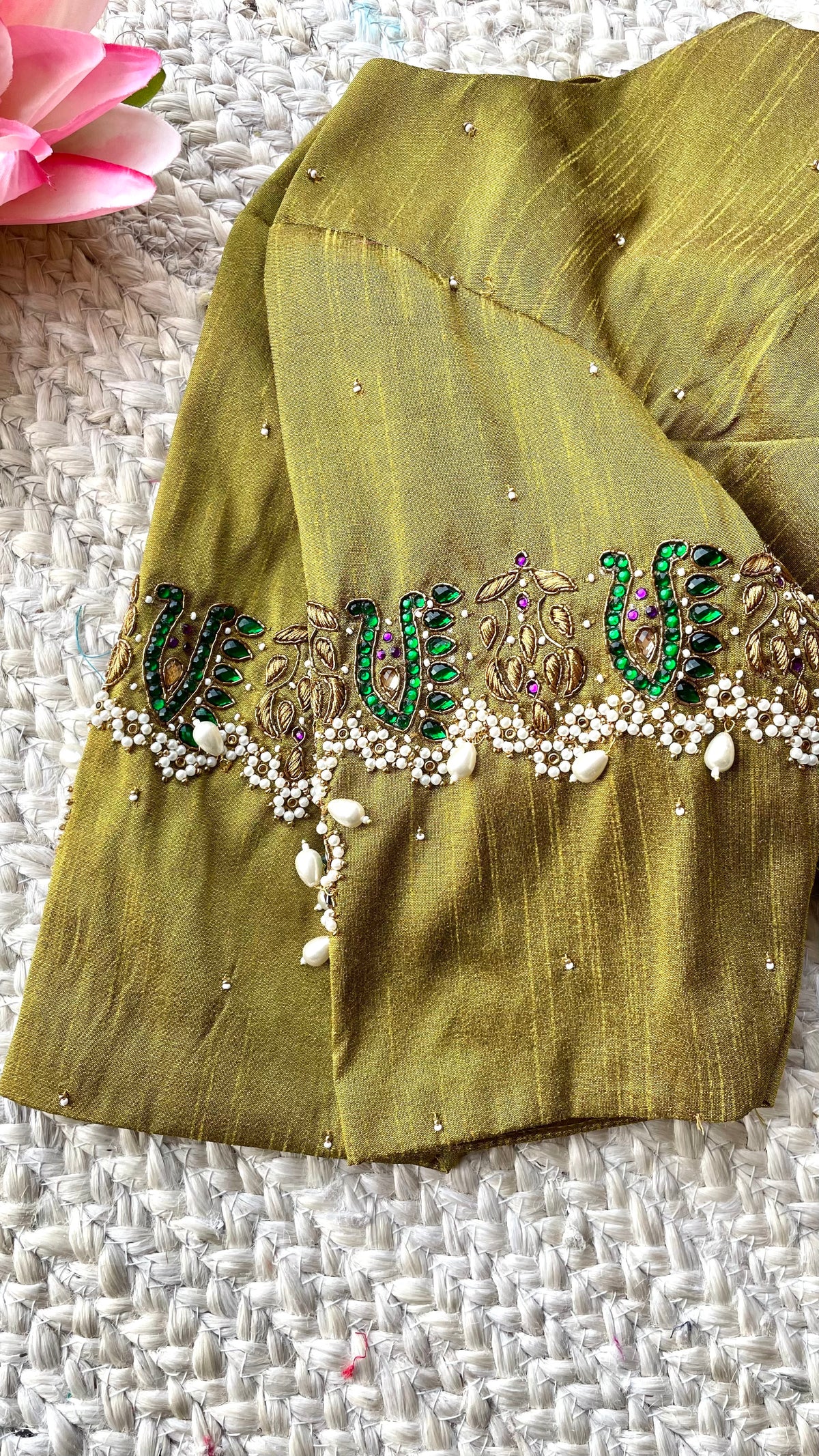 Fenugreek yellow silk hand made blouse