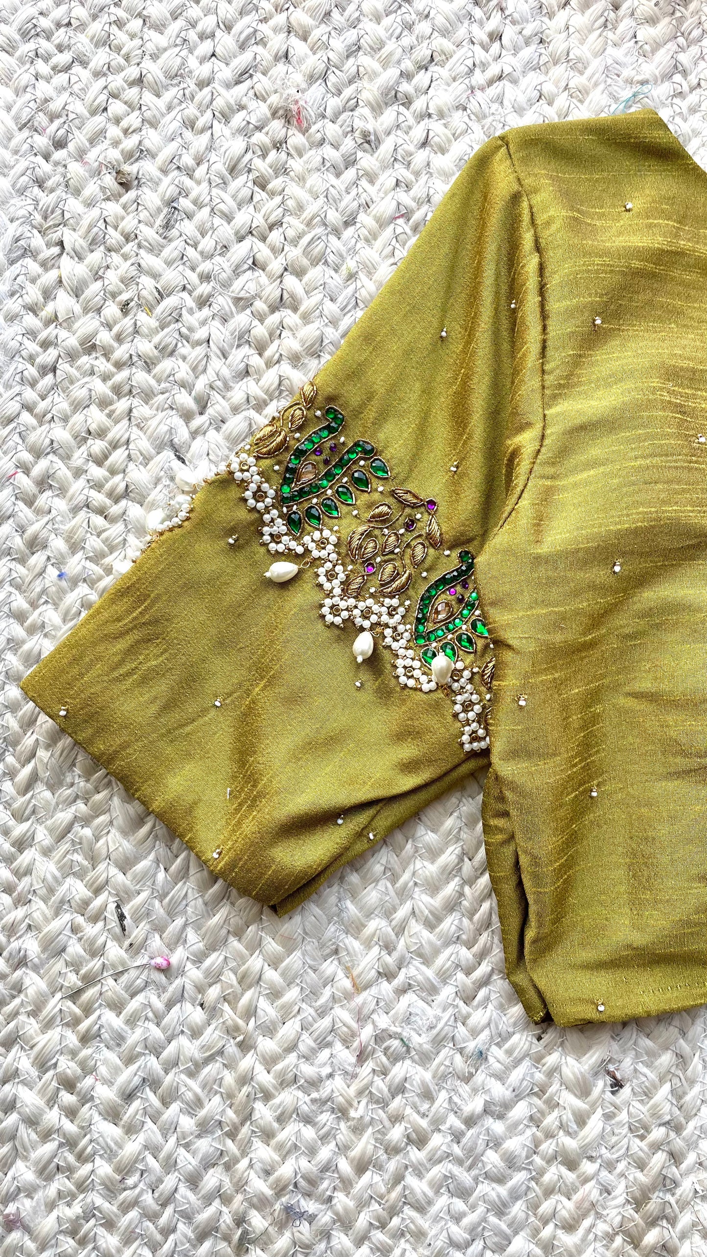 Fenugreek yellow silk hand made blouse