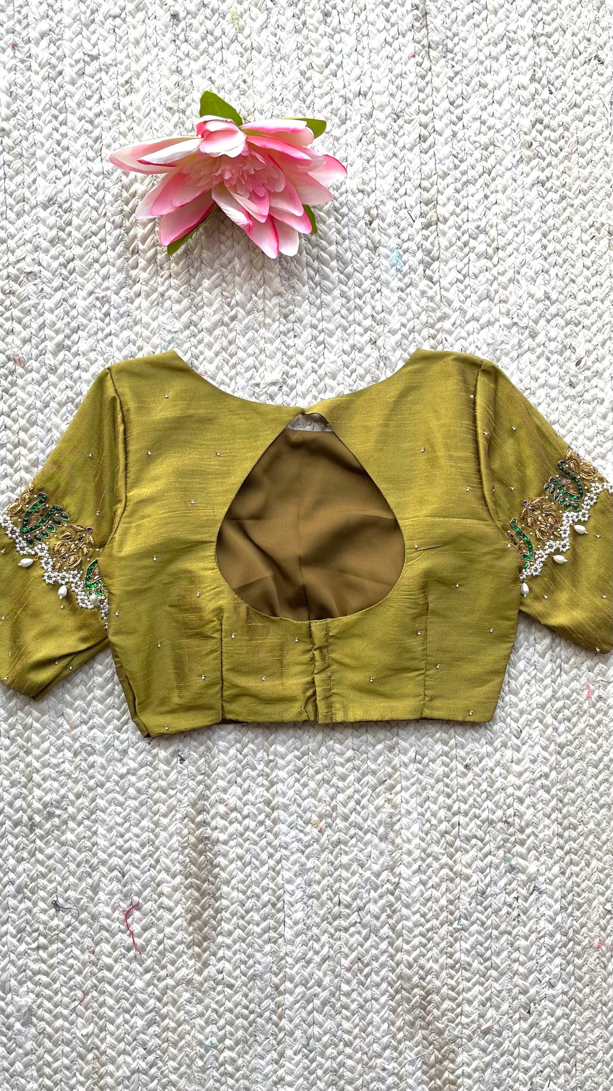 Fenugreek yellow silk hand made blouse