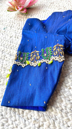 Blue silk hand made blouse