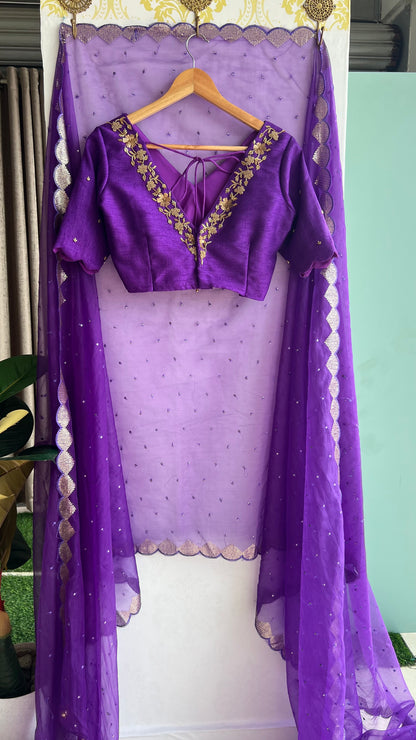 Purple Organza Saree with Handmade Blouse