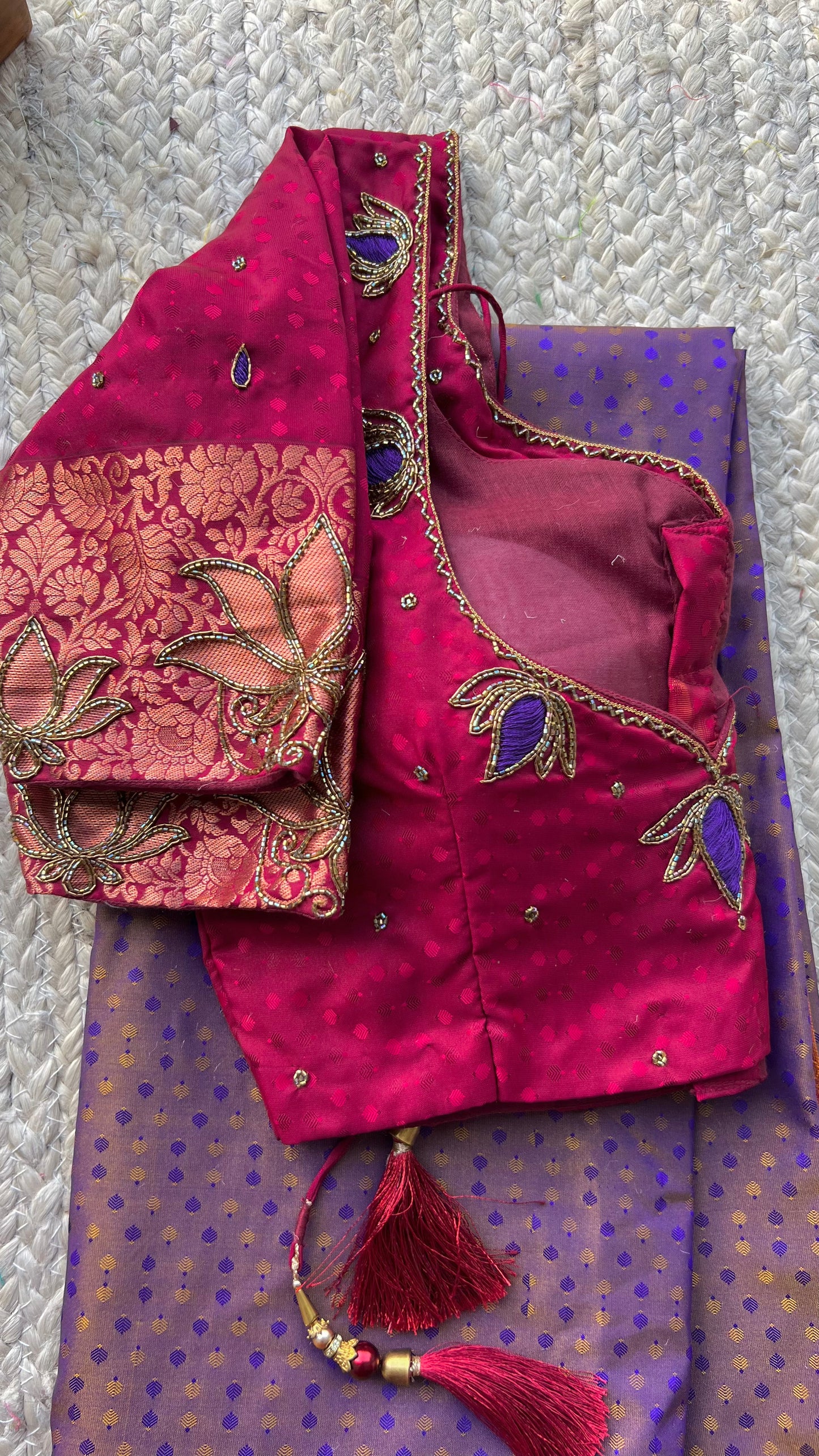 Silk blouse hand work design 1025