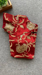 Maroon red embroidery blouse