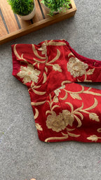 Maroon red embroidery blouse
