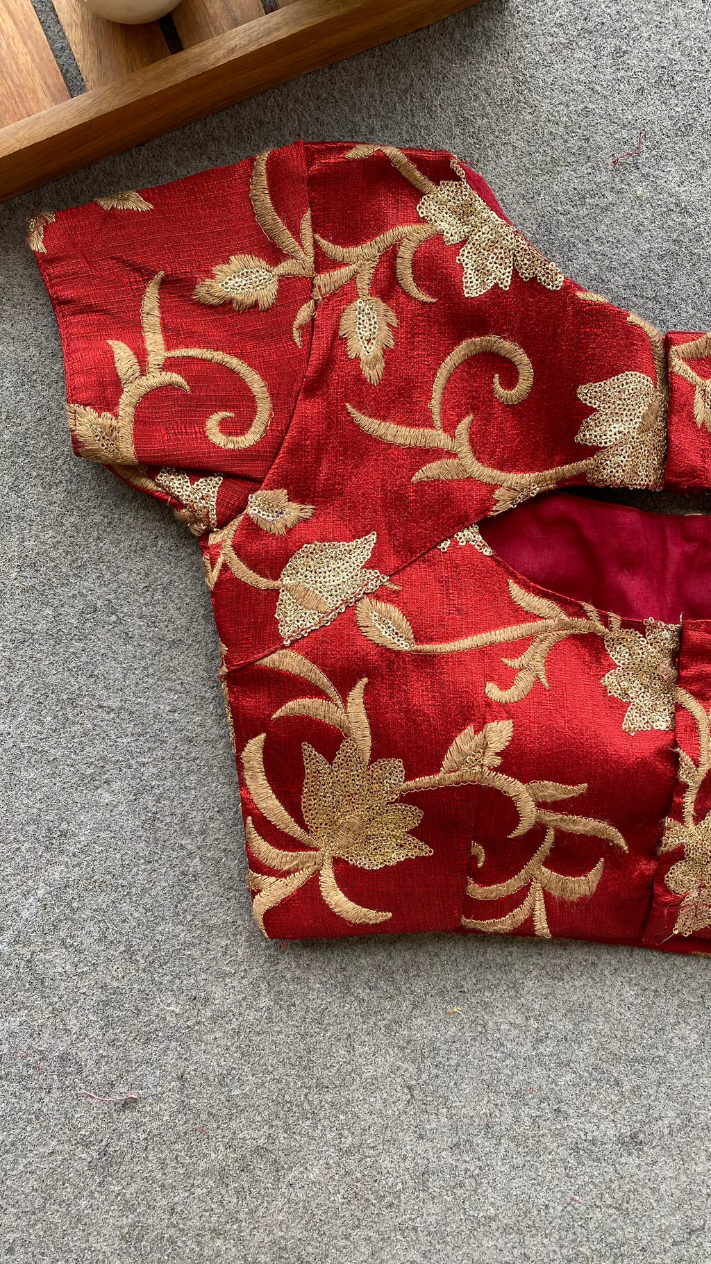 Maroon red embroidery blouse