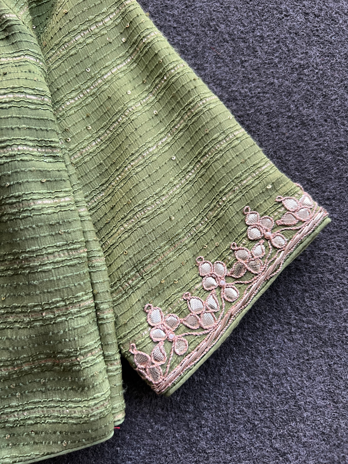 Pista green embroidery work blouse