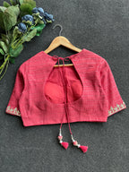 Pink heavy embroidery work blouse