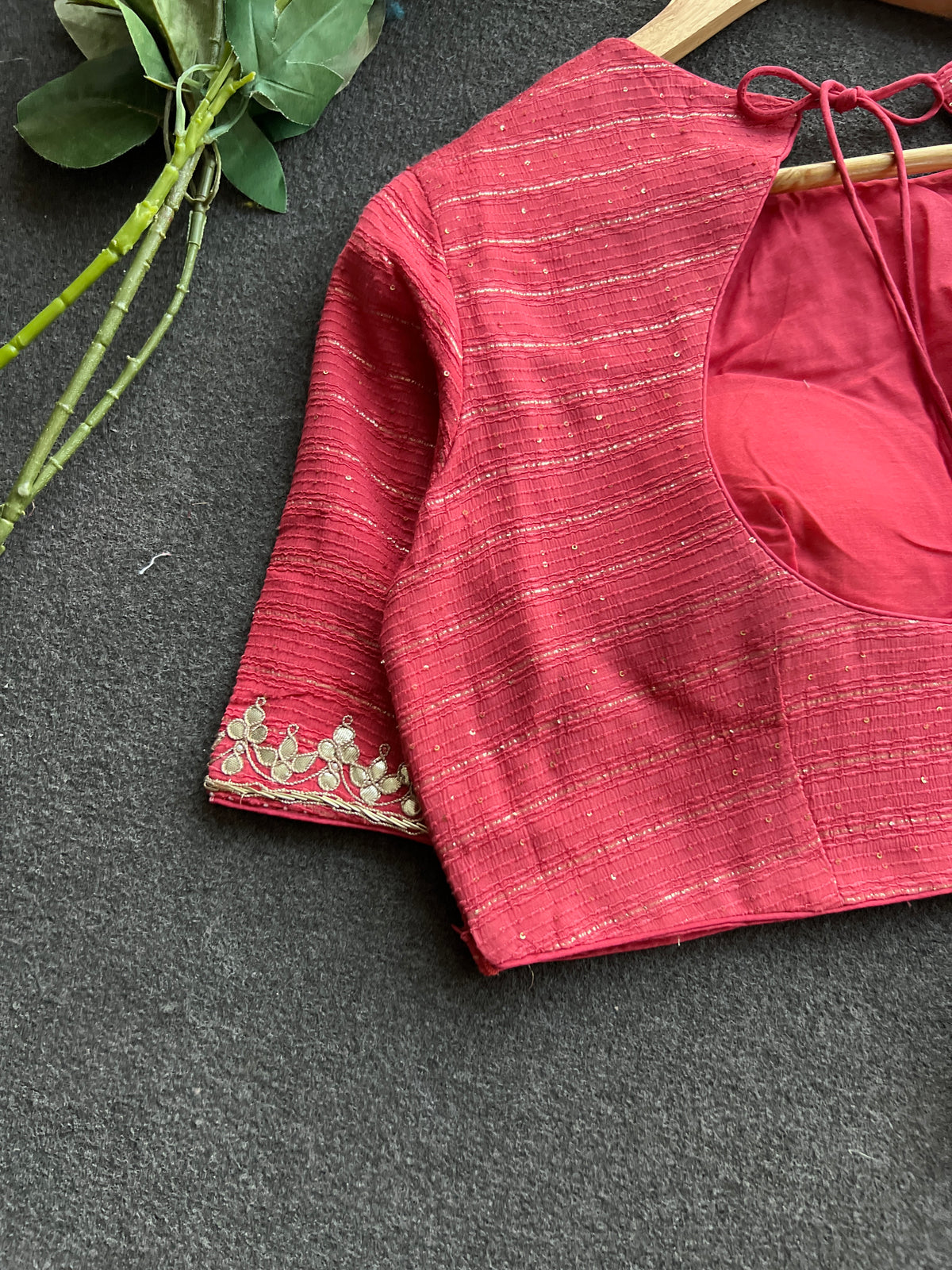 Pink heavy embroidery work blouse