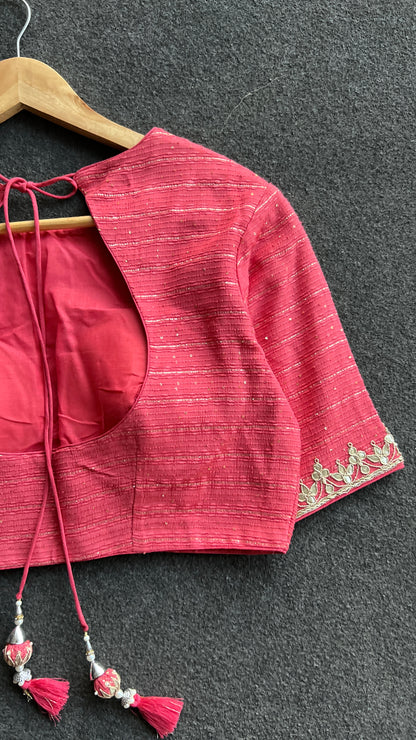 Pink heavy embroidery work blouse
