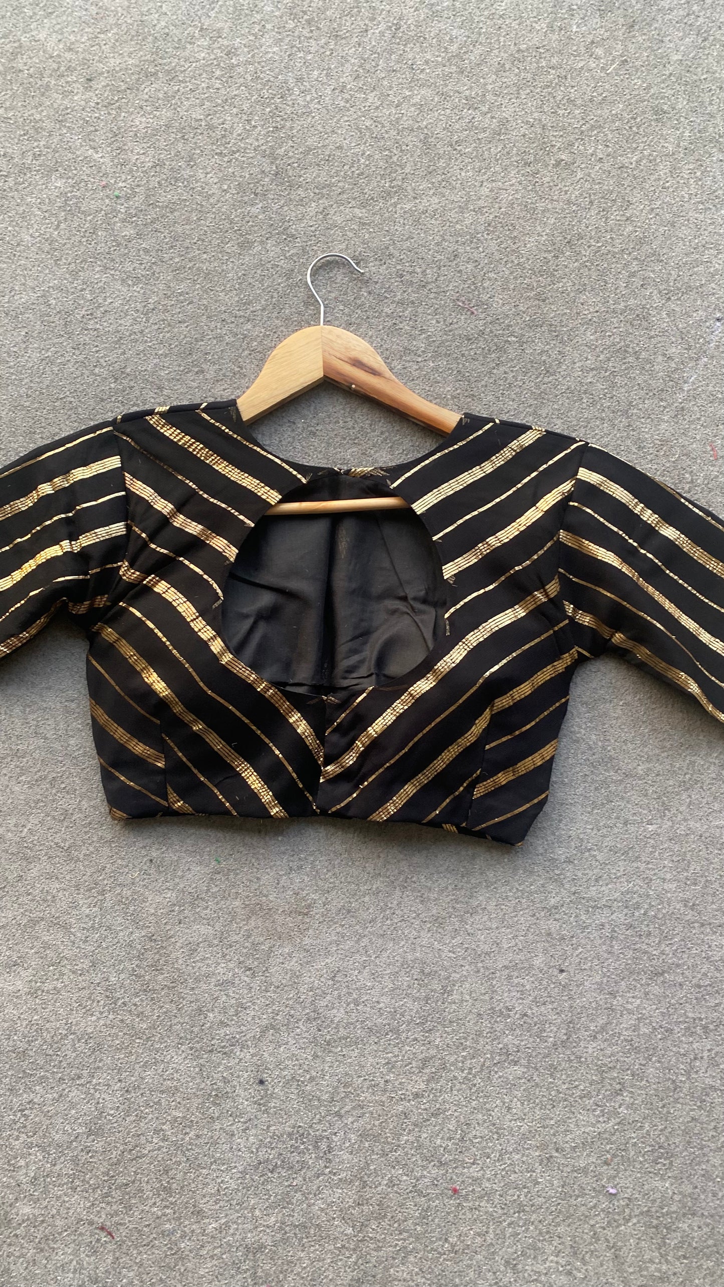 Black georgette banarasi golden striped blouse