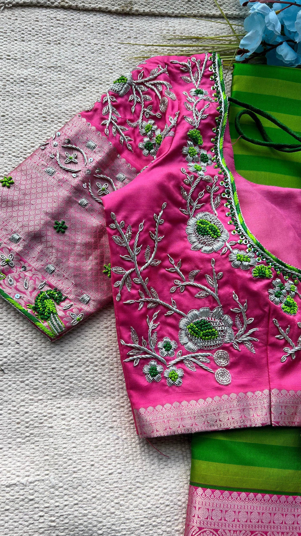 Silk blouse hand work design 1004